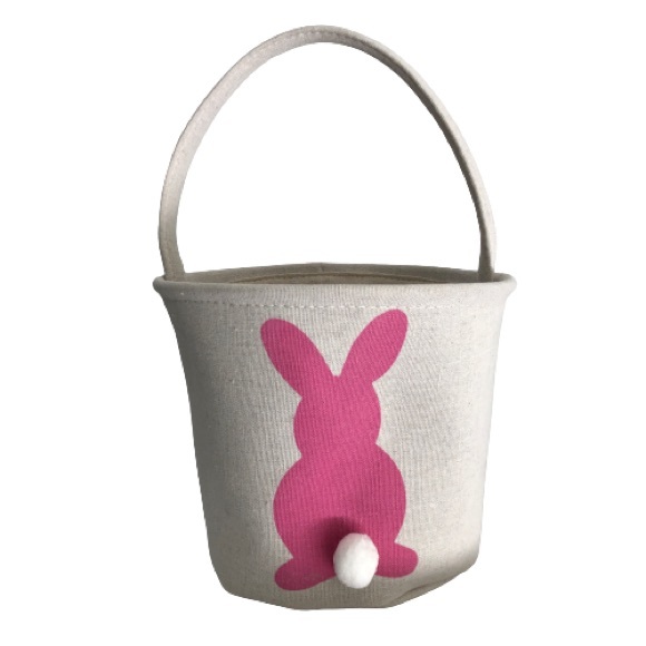 Fabric Easter Basket with Pink Bunny & Cotton Tail - Picture 1 of 10